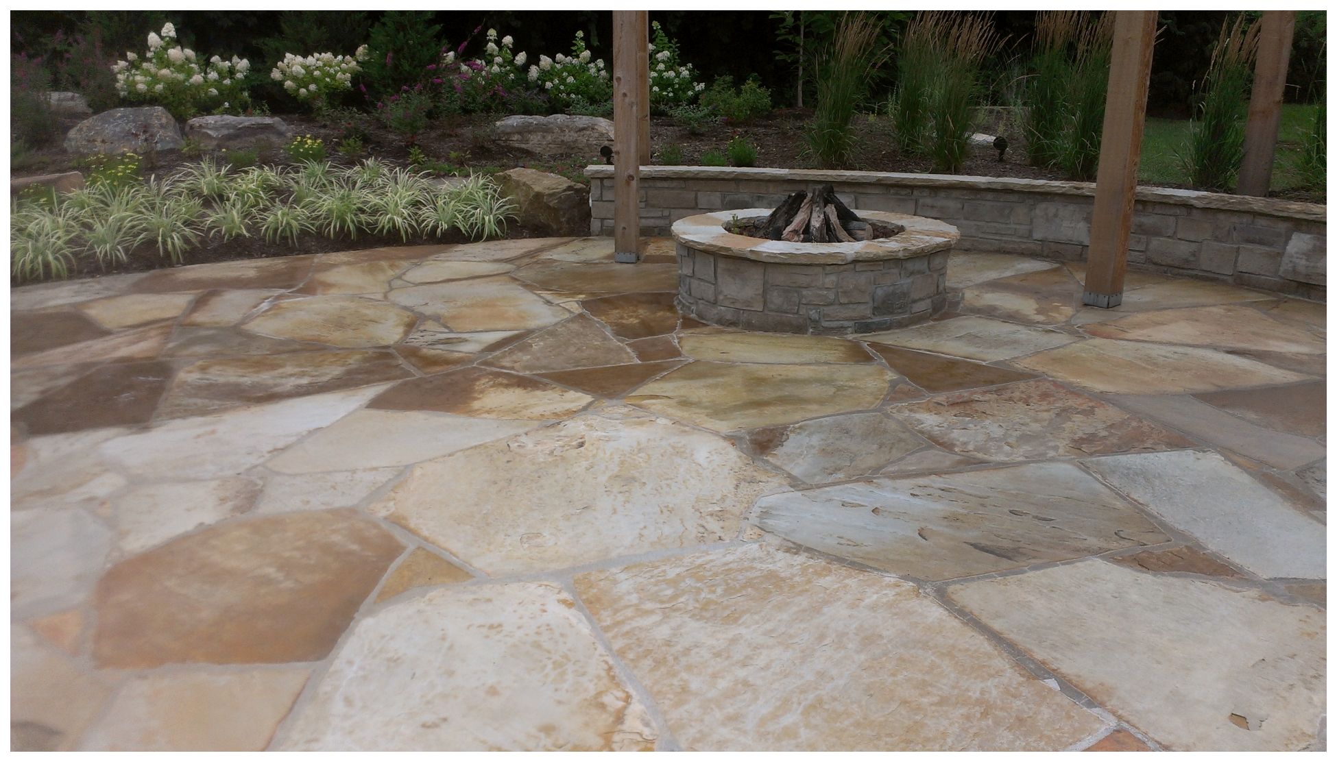 Flagstone Patio With Fire Pit Signature Landscapes And Design 6205